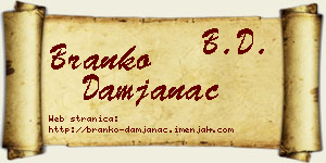 Branko Damjanac vizit kartica